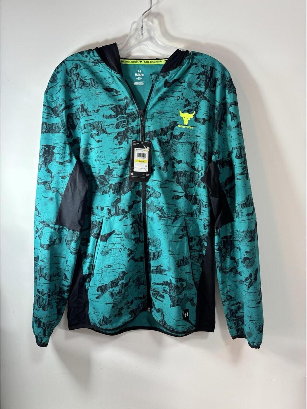 Men’s Under Armour Project Rock ISO TIDE HYBRID JACKET HYDRO TEAL/BLACK M NWT